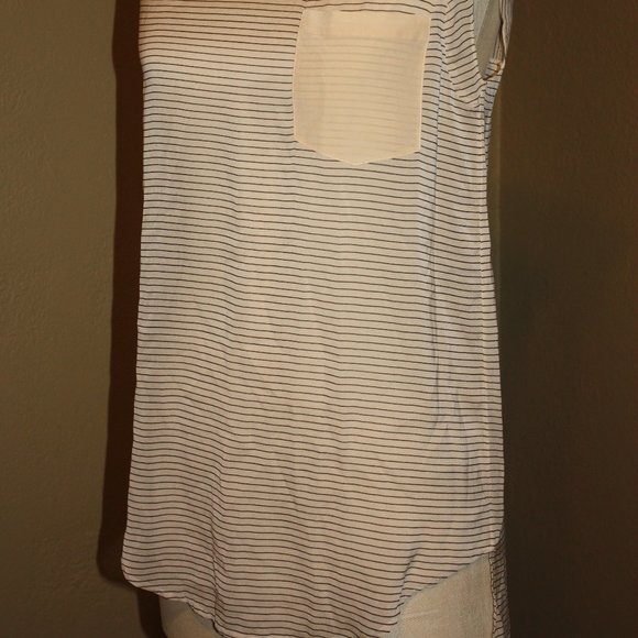 3.1 PHILLIP LIM HORIZONTAL STRIPED SHEER SILK TUNIC BLOUSE TOP - 4 MEDIUM - Picture 4 of 5